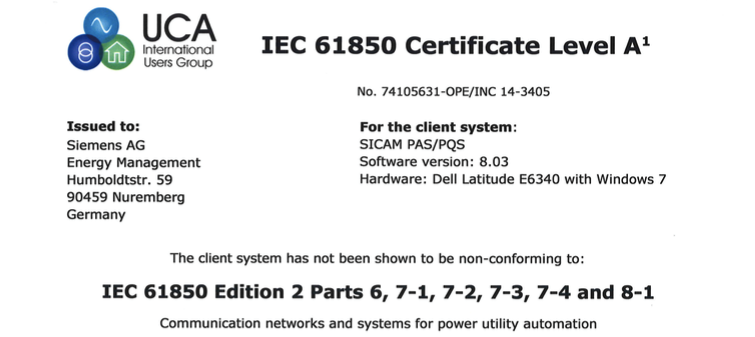 IEC61850 Certificate